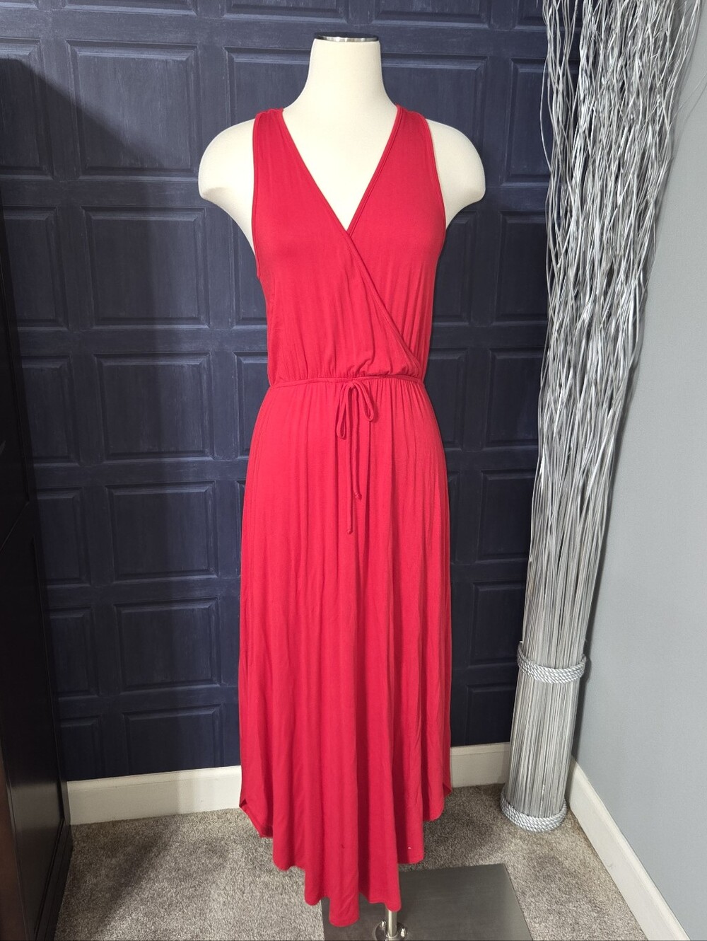 Rolla Coster Bright Red Sleeveless Wrap Maxi Dress